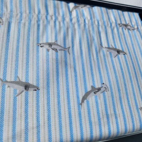 NEW TOMMY HILFIGER Sheets Sheet Set Shark Striped TWIN Size Blue White Pillowcas - Picture 7 of 10